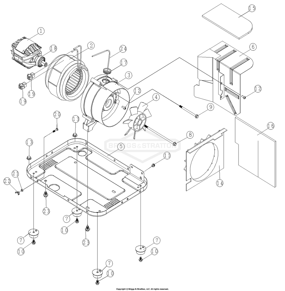 Main Unit Diagram and Parts List for 1504-2  Briggs and Stratton Generator